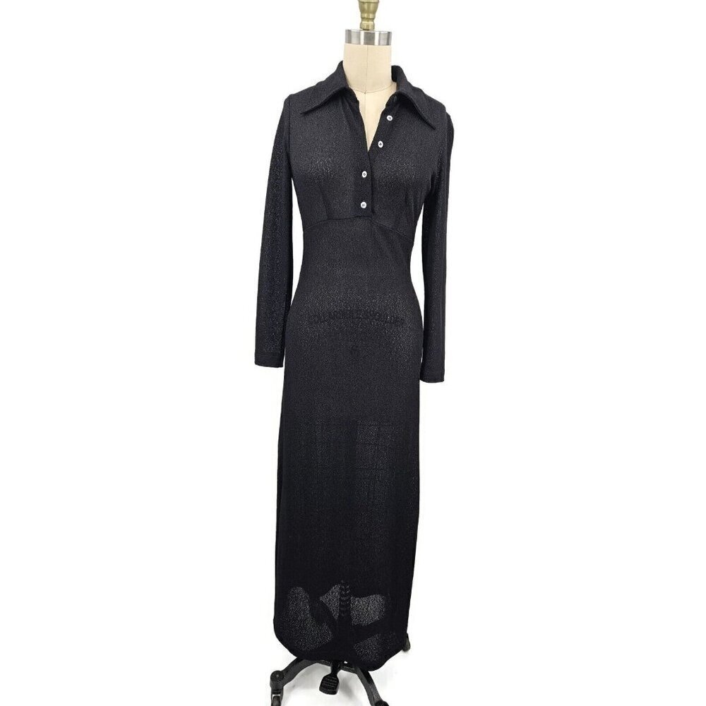 VTG 90s Guess Collection Maxi Dress Womens 6 Black Long Sleeve